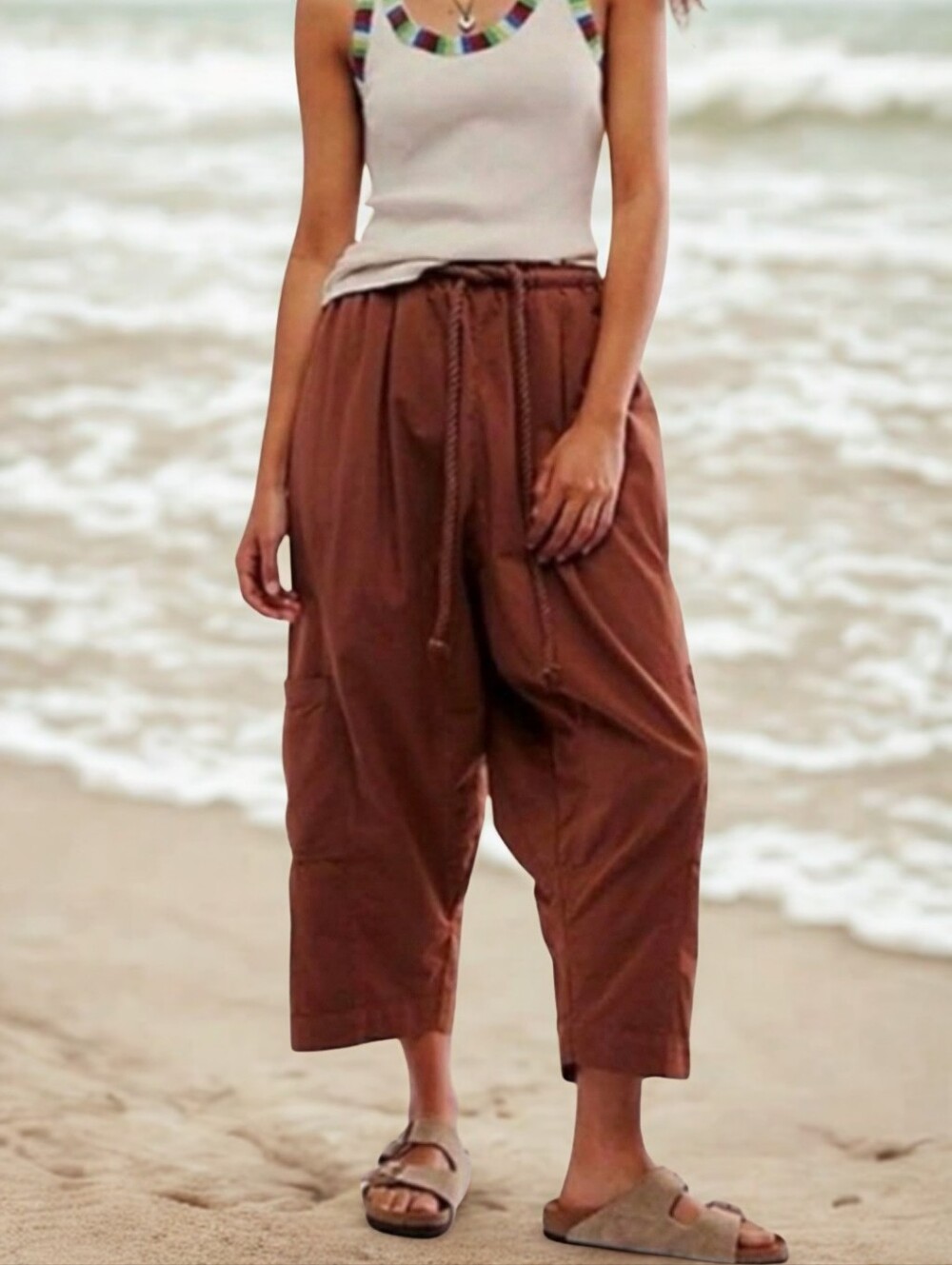 Free People Kalani Harem Pull-On Pants in Brown